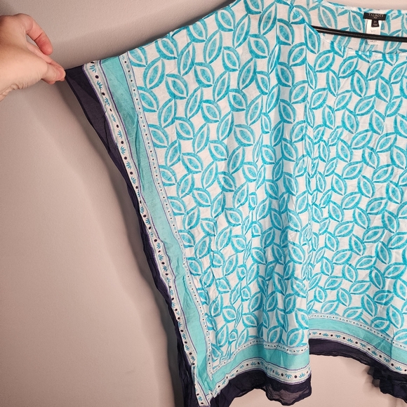 Talbots Silk Blend Portofino Light Weight Poncho Top Geometric Print Size 3x - Picture 5 of 7